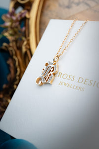 14ct Gold Diamond 'B' Pendant,  Delross Design Jewellers, Brisbane Jewellers, Custom Brisbane Jewellers, Brisbane Jewellery Repairs, Chermside West Jewellers  