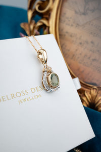 9ct Yellow & White Gold Tourmaline & Diamond Enhancer Pendant,  Delross Design Jewellers, Brisbane Jewellers, Custom Brisbane Jewellers, Brisbane Jewellery Repairs, Chermside West Jewellers   