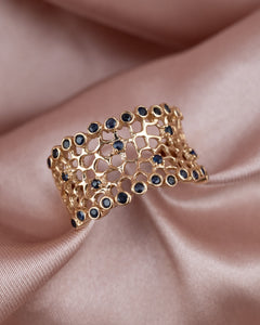 9ct Gold Coral Inspired Sapphire Ring