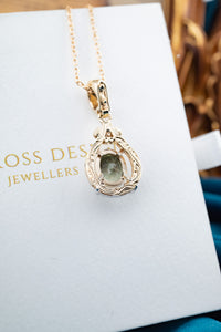 9ct Yellow & White Gold Tourmaline & Diamond Enhancer Pendant,  Delross Design Jewellers, Brisbane Jewellers, Custom Brisbane Jewellers, Brisbane Jewellery Repairs, Chermside West Jewellers   