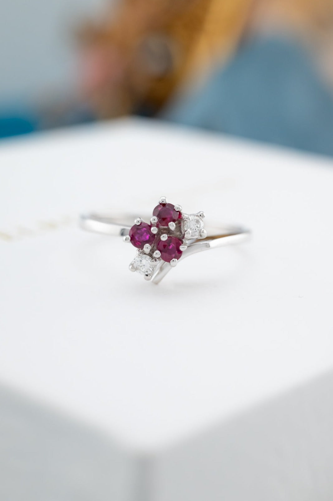 Vintage 14ct White Gold Ruby & Diamond Ring, Delross Design Jewellers, Brisbane Jewellers, Custom Brisbane Jewellers, Brisbane Jewellery Repairs, Chermside West Jewellers  