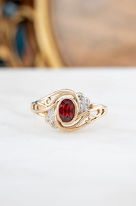 9ct Gold Almandine Garnet & Diamond Ring, Delross Design Jewellers, Brisbane Jewellers, Custom Brisbane Jewellers, Brisbane Jewellery Repairs, Chermside West Jewellers   