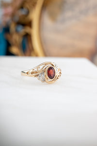 9ct Gold Almandine Garnet & Diamond Ring, Delross Design Jewellers, Brisbane Jewellers, Custom Brisbane Jewellers, Brisbane Jewellery Repairs, Chermside West Jewellers   