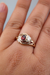 9ct Gold Almandine Garnet & Diamond Ring, Delross Design Jewellers, Brisbane Jewellers, Custom Brisbane Jewellers, Brisbane Jewellery Repairs, Chermside West Jewellers   