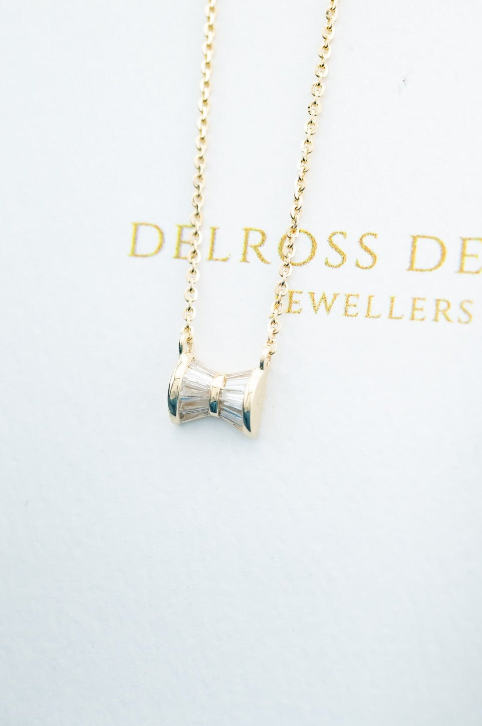 9ct Gold Diamond 0.34ct TDW Bow Necklace, Delross Design Jewellers, Brisbane Jewellers, Custom Brisbane Jewellers, Brisbane Jewellery Repairs, Chermside West Jewellers  