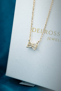 9ct Gold Diamond 0.34ct TDW Bow Necklace, Delross Design Jewellers, Brisbane Jewellers, Custom Brisbane Jewellers, Brisbane Jewellery Repairs, Chermside West Jewellers  