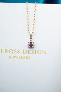 Vintage 9ct Yellow Gold Ruby & Diamond 0.12ct TDW Pendant, Delross Design Jewellers, Brisbane Jewellers, Custom Brisbane Jewellers, Brisbane Jewellery Repairs, Chermside West Jewellers  