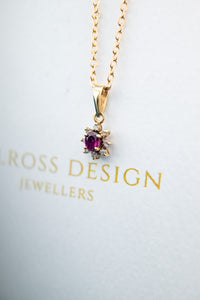 Vintage 9ct Yellow Gold Ruby & Diamond 0.12ct TDW Pendant, Delross Design Jewellers, Brisbane Jewellers, Custom Brisbane Jewellers, Brisbane Jewellery Repairs, Chermside West Jewellers  