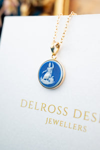 Vintage 18ct Yellow Gold Blue Cameo Figure Pendant, Delross Design Jewellers, Brisbane Jewellers, Custom Brisbane Jewellers, Brisbane Jewellery Repairs, Chermside West Jewellers  