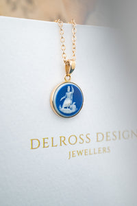 Vintage 18ct Yellow Gold Blue Cameo Figure Pendant, Delross Design Jewellers, Brisbane Jewellers, Custom Brisbane Jewellers, Brisbane Jewellery Repairs, Chermside West Jewellers  