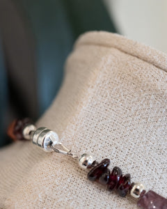 Natural Spinel & Garnet Strand Necklace w/Magnetic Clasp