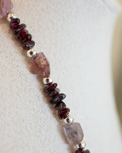 Natural Spinel & Garnet Strand Necklace w/Magnetic Clasp