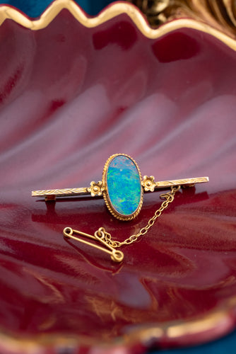 Vintage 9ct Gold Opal Doublet Brooch, Delross Design Jewellers, Brisbane Jewellers, Custom Brisbane Jewellers, Brisbane Jewellery Repairs, Chermside West Jewellers  