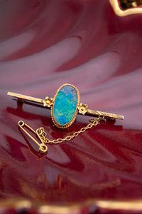 Vintage 9ct Gold Opal Doublet Brooch, Delross Design Jewellers, Brisbane Jewellers, Custom Brisbane Jewellers, Brisbane Jewellery Repairs, Chermside West Jewellers  