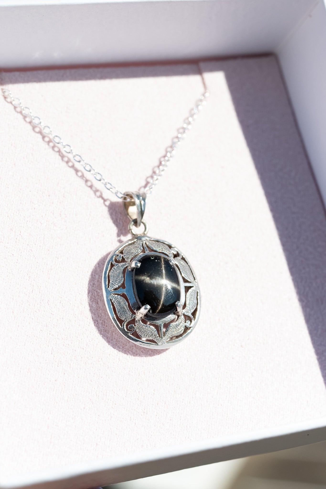 925 Sterling Silver Black Star Sapphire Pendant