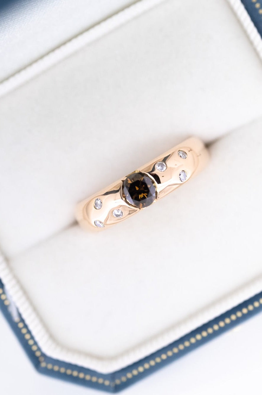 18ct Rose Gold Cognac Diamond 0.69ct TDW Ring, Delross Design Jewellers, Brisbane Jewellers, Custom Brisbane Jewellers, Brisbane Jewellery Repairs, Chermside West Jewellers