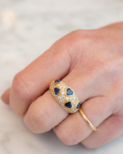 18ct Natural Heart Sapphire & Diamond Ring