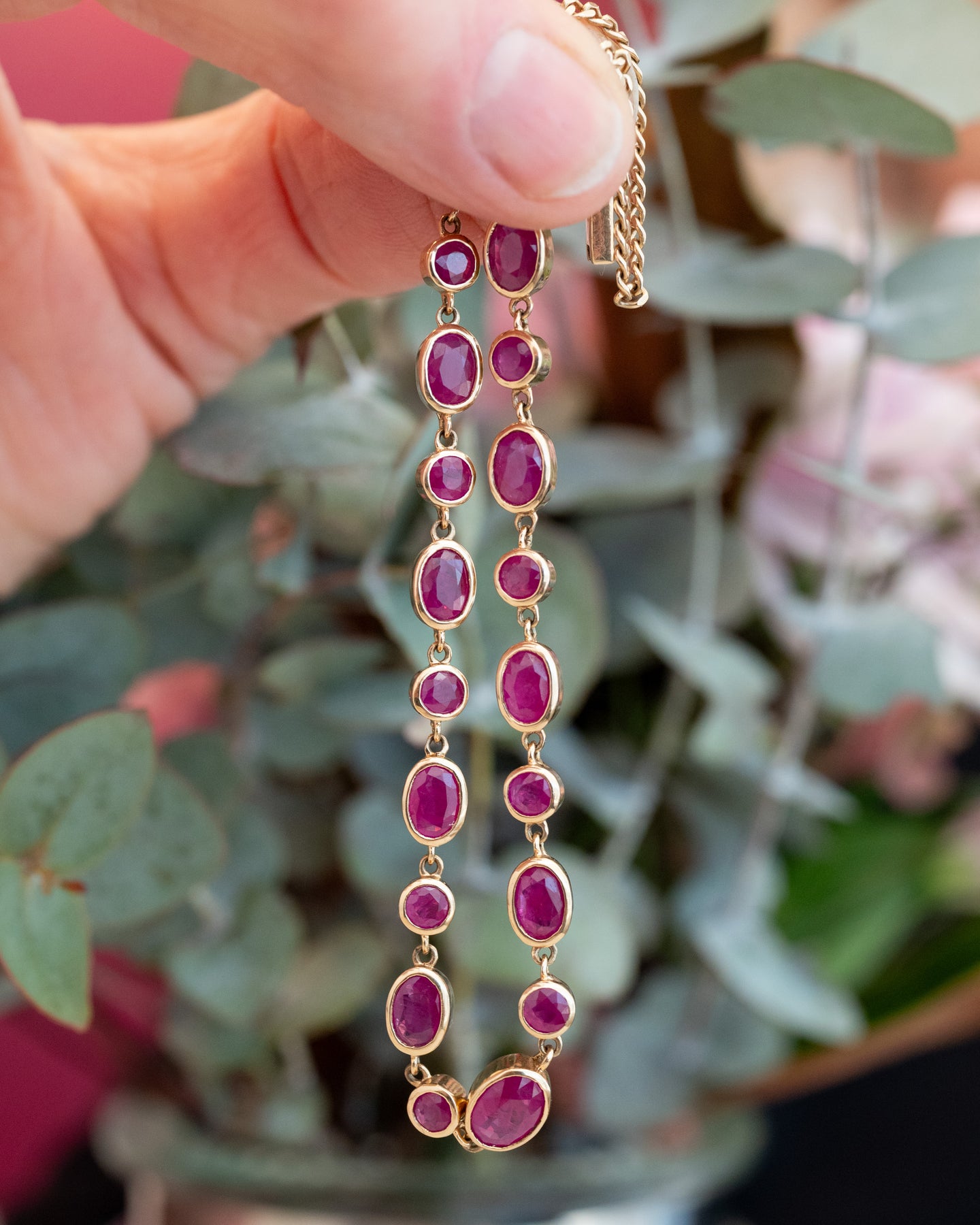 9ct Gold Natural 7.46ct Ruby Bracelet
