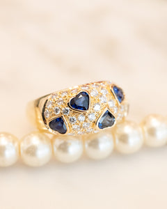18ct Natural Heart Sapphire & Diamond Ring
