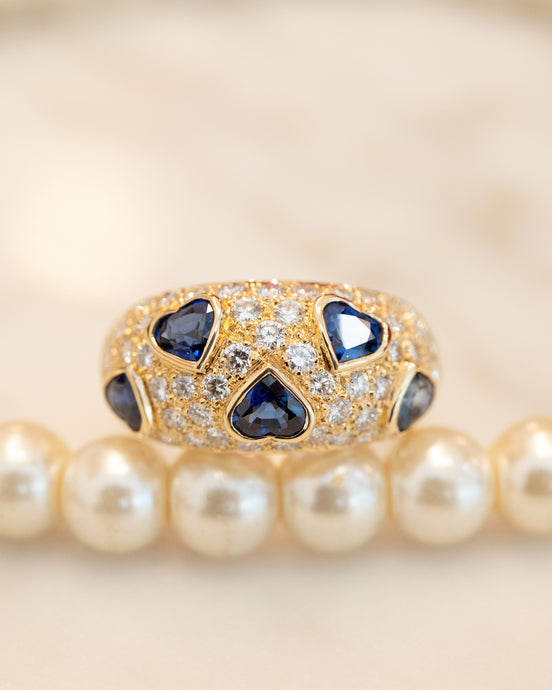 18ct Natural Heart Sapphire & Diamond Ring