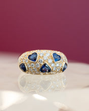 Load image into Gallery viewer, 18ct Natural Heart Sapphire &amp; Diamond Ring