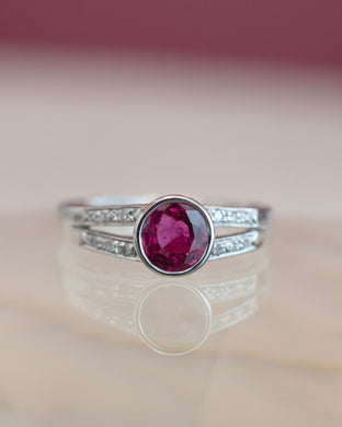 14ct Natural 0.88ct Ruby & Diamond Ring