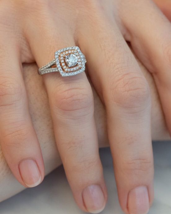 18ct White & Rose Gold 0.86ct Diamond Ring