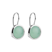 Load image into Gallery viewer, Sterling Silver Cabochon Aqua Chalcedony Earrings