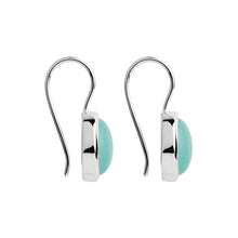 Load image into Gallery viewer, Sterling Silver Cabochon Aqua Chalcedony Earrings