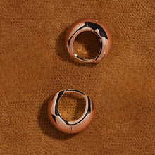 Load image into Gallery viewer, 14ct Rose Gold Plated Sterling Silver Rounded Huggie Earrings