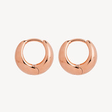 Load image into Gallery viewer, 14ct Rose Gold Plated Sterling Silver Rounded Huggie Earrings