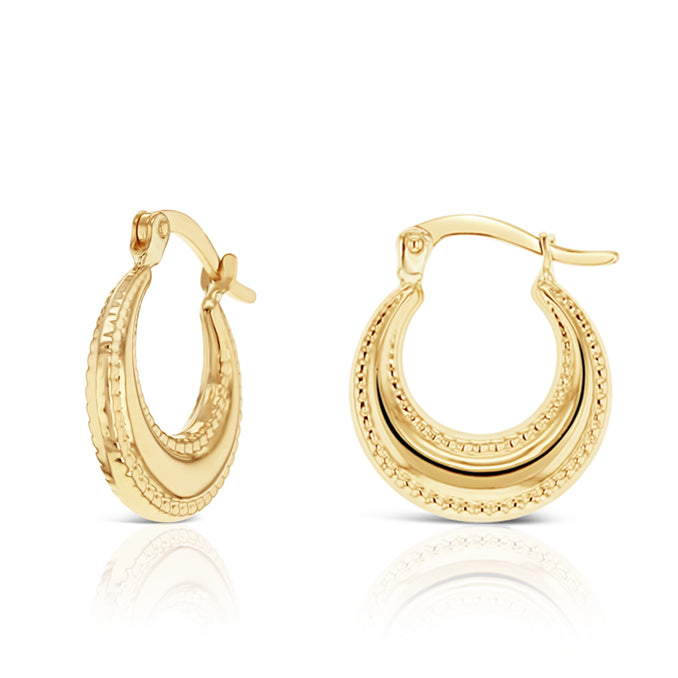 9ct Gold Graduated Beaded Hoop Earrings