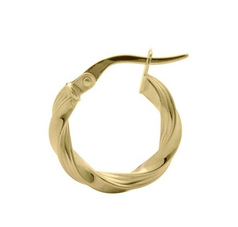 9ct Yellow Gold Twist Hoop Earrings