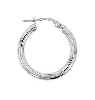 9ct White Gold Plain Hoop Earrings