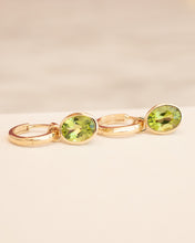 Load image into Gallery viewer, 9ct Yellow Gold Natural Peridot Huggie Earrings