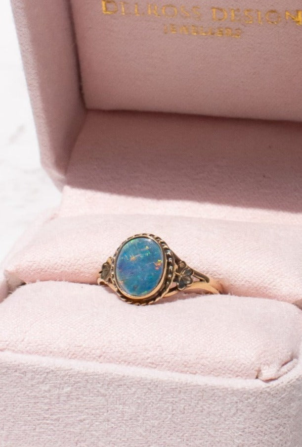 Delross Design Jeweller, Brisbane Jeweller, Chermside Jeweller, Custom Jewellery, 9ct Vintage Opal Ring