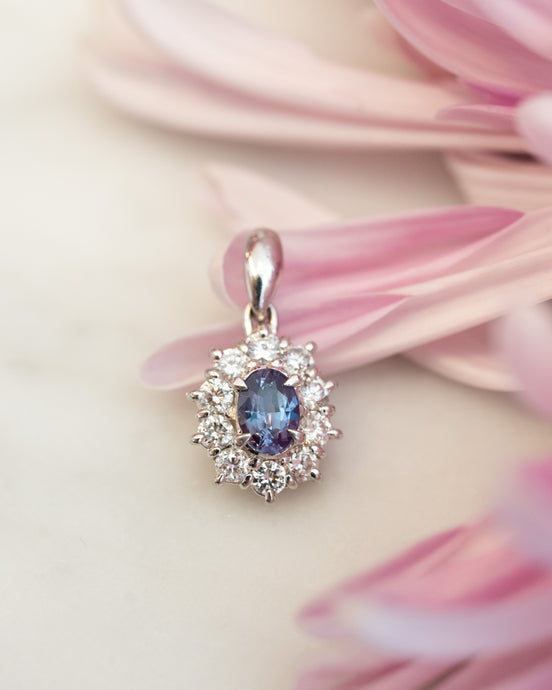 Platinum Natural Alexandrite & Diamond Pendant Delross Design Jewellers