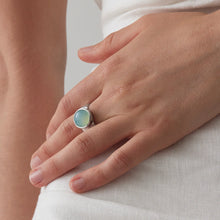 Load image into Gallery viewer, Sterling Silver Cabochon Aqua Chalcedony Ring