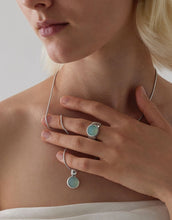 Load image into Gallery viewer, Sterling Silver Cabochon Aqua Chalcedony Ring