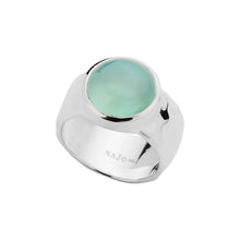 Load image into Gallery viewer, Sterling Silver Cabochon Aqua Chalcedony Ring