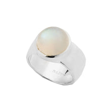 Load image into Gallery viewer, Sterling Silver Cabochon Rainbow Moonstone Ring