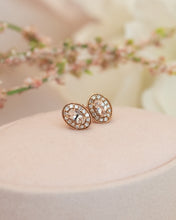 Load image into Gallery viewer, 9ct Rose Gold Morganite &amp; Diamond Stud Earrings