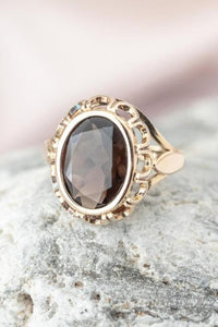 Vintage 9ct gold smokey quartz ring Delross Design Jewellers