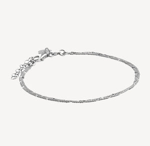 Sterling Silver Double Strand Curb & Mirror Link Bracelet