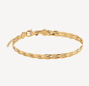 14ct Gold Plated Herringbone Chain Strand Bracelet