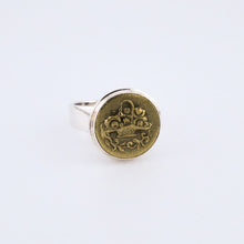 Load image into Gallery viewer, Antique Handmade Sterling Silver French Gilded Button Ring, Delross Design Jeweller, Brisbane Jeweller, Chermside Jeweller, Custom Jewellery