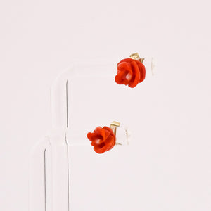 18ct Gold Antique Coral Stud Earrings
