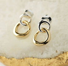 Load image into Gallery viewer, 14ct Gold Plated &amp; Sterling Silver Double Circle Stud Earrings