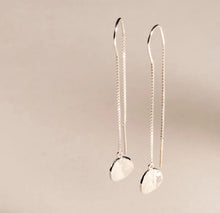 Load image into Gallery viewer, Sterling Silver Circle Thread Drop Earrings