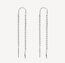 Load image into Gallery viewer, Sterling Silver Circle Thread Drop Earrings